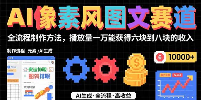 AI像素风图文赛道：全流程制作方法，播放量一万能获得6块到8块的收入-网创星球
