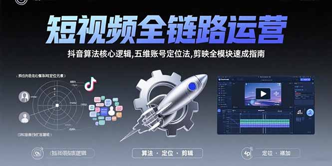 短视频全链路运营：抖音算法核心逻辑,五维账号定位法,剪映全模块速成指南-网创星球