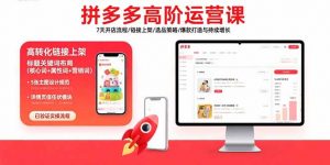 拼多多高阶运营课:7天开店流程/链接上架/选品策略/爆款打造与持续增长-网创星球