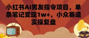 小红书AI男友指令项目,单条笔记变现1w+,小众赛道实操复盘-网创星球