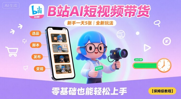 B站AI短视频带货，新手一天5张，全新玩法【保姆级教程】-网创星球