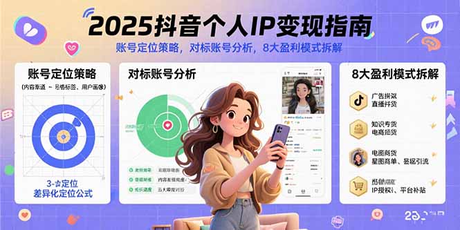 2025抖音个人IP变现指南，账号定位策略，对标账号分析，8大盈利模式拆解-网创星球