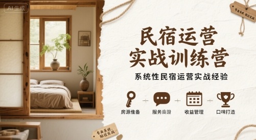 民宿运营实战训练营，系统性民宿运营实战经验-网创星球