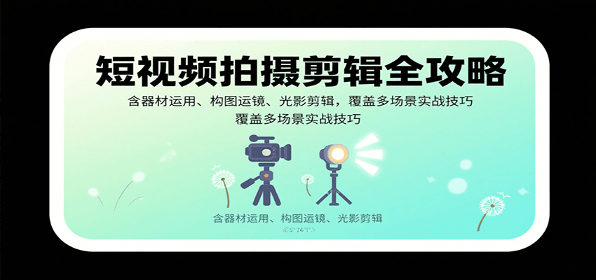 图片[1]-短视频拍摄剪辑全攻略：含器材运用、构图运镜、光影剪辑，覆盖多场景实战技巧-网创星球