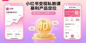 小红书变现私教课，暴利产品定位，高转化内容生产术，快速实现月入10万-网创星球