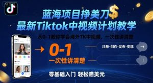 蓝海项目挣美刀，最新Tiktok中视频计划教学，从0-1教你学会海外TK中视频，一次性讲清楚-网创星球