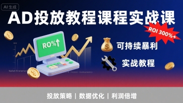 AD投放教程课程实战课，实现广告ROI300%+可持续暴利-网创星球