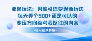 邪修玩法：男粉引流变现新玩法每天弄个5张还是可以的变现方向参考我以往的内容-网创星球
