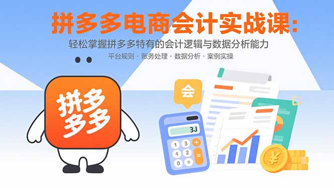 拼多多电商会计实战课：轻松掌握拼多多特有的会计逻辑与数据分析能力-网创星球