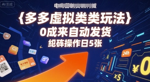 多多虚拟类目玩法，0成本全自动发货，矩阵操作日5张-网创星球