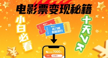 小白必看！卖电影票项目，零投入无门槛谁都能做，十天到手 7k，照做就行【揭秘】-网创星球
