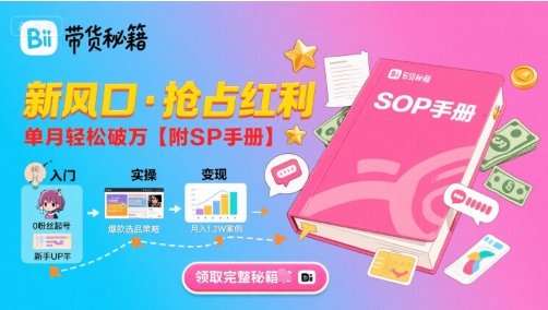 B站哔哩哔哩带货秘籍，新风口，抢占红利，单月轻松破万【附SOP手册】-网创星球