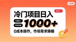 在小红书上发现个冷门路子，需求不小，零成本操作，每天能有1k进账-网创星球
