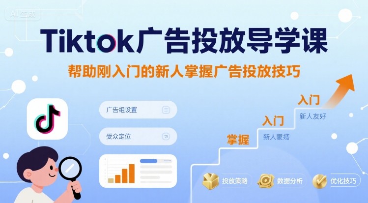 Tiktok广告投放导学课，帮助刚入门的新人掌握广告投放技巧-网创星球