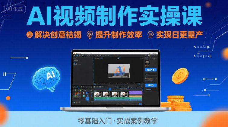 Ai视频制作实操课，解决创意枯竭、效率低下痛点，实现日更量产可持续变现-网创星球