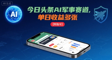今日头条AI军事赛道，单日收益多张 ，手机可做【附指令】-网创星球