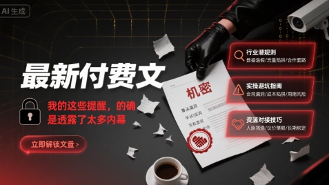 最新付费文：我的这些提醒，的确是透露了太多内幕-网创星球