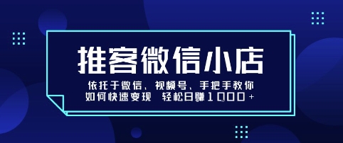 推客微信小店依托于微信、视频号，手把手教你如何快速变现 轻松日入1k+【揭秘】-网创星球