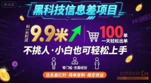 黑科技信息差项目，一单利润9.9米，一天简简单单出100单，不挑人，小白也可轻松上手【揭秘】-网创星球