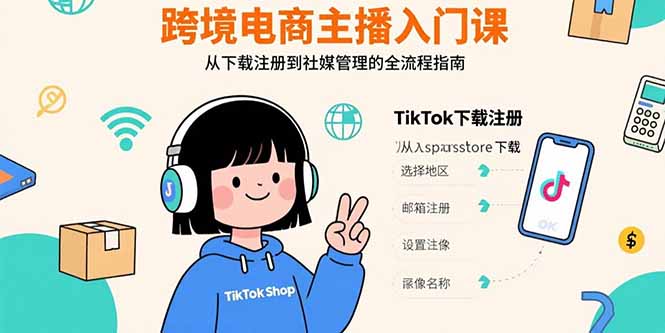 跨境电商主播入门课，TikTok下载注册，支付工具配置，社媒账号管理全流程-网创星球