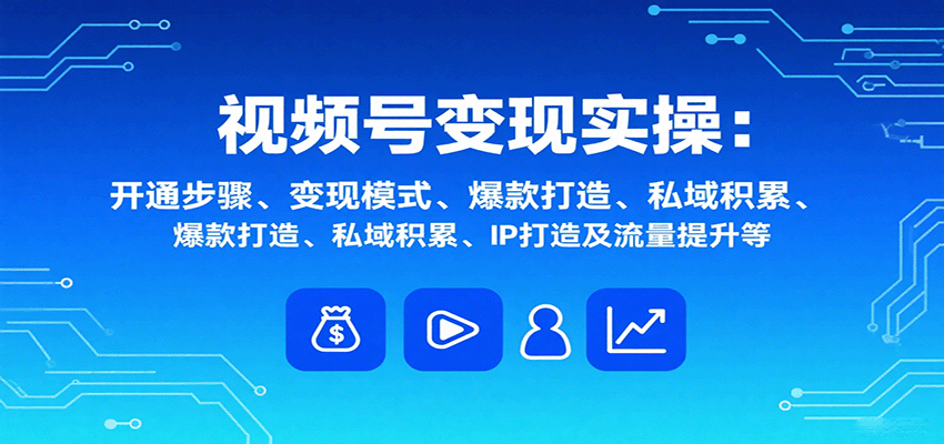 视频号变现实操，含开通步骤、变现模式、爆款打造、私域积累、IP打造及流量提升等-网创星球