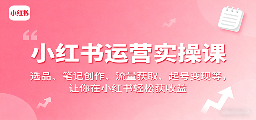 小红书运营实操课：选品、笔记创作、流量获取、起号变现等，让你在小红书轻松获收益-网创星球