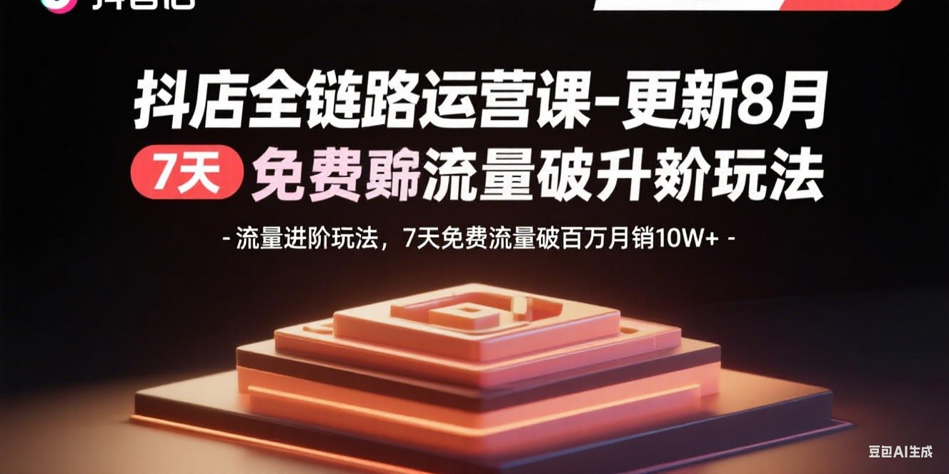 抖店全链路运营课-更新8月：流量进阶玩法，7天免费流量破百万月销10W+-网创星球