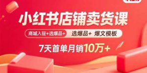 小红书店铺卖货课：商城入驻+选爆品+爆文模板，7天首单月销10万+-网创星球