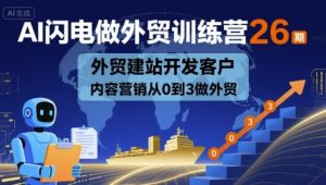 AI闪电做外贸训练营26期，外贸建站开发客户内容营销从0到3做外贸-网创星球