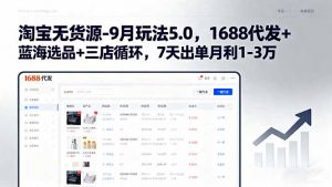 淘宝无货源-9月玩法5.0，1688代发+蓝海选品+三店循环，7天出单月利1-3万-网创星球