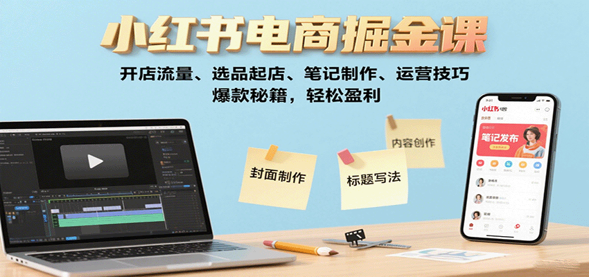 小红书电商掘金课：开店流量、选品起店、笔记制作、运营技巧，爆款秘籍，轻松盈利-网创星球