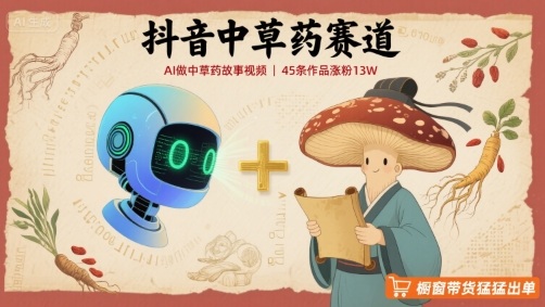 抖音中草药赛道，用AI做中草药故事视频，45条作品涨粉13W，橱窗带货猛猛出单-网创星球