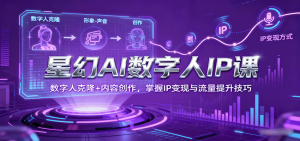 星幻AI数字人IP课，数字人克隆+内容创作，掌握IP变现与流量提升技巧-网创星球