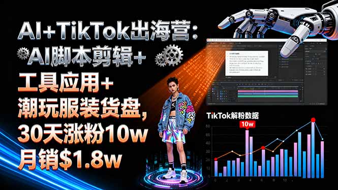 AI+TikTok出海营:AI脚本剪辑+工具应用+潮玩服装货盘,30天涨粉10w月销$1.8w-网创星球