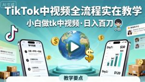 TikTok中视频全流程实操教学，小白做tk中视频，日入百刀-网创星球