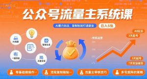 公众号流量主系统课,AI暴力玩法,复制粘贴打造副业,日入5张 +【附工具指令】-网创星球