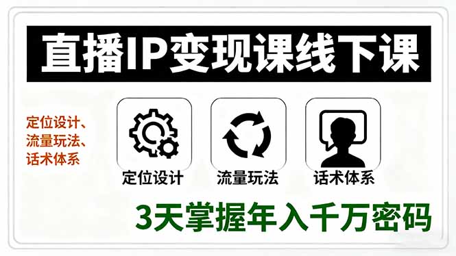 直播IP变现课线下课,定位设计、流量玩法、话术体系,3天掌握年入千万密码-网创星球