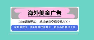 最新海外广告美金，全自动挂机，单机单日500+，可矩阵放大，新手小白轻...-网创星球