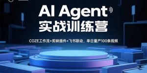 AI Agent实战训练营，COZE工作流+剪映插件+飞书联动，单日量产100条视频-网创星球