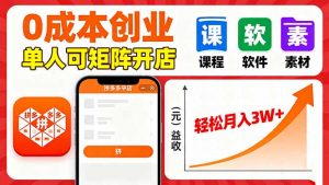 拼多多虚拟电商，0成本，单人可矩阵开店，轻松月入3W+-网创星球