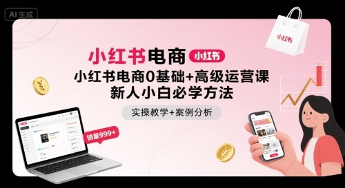 小红书电商0基础+高级运营课，新人小白必学方法，实操教学+案例分析-网创星球