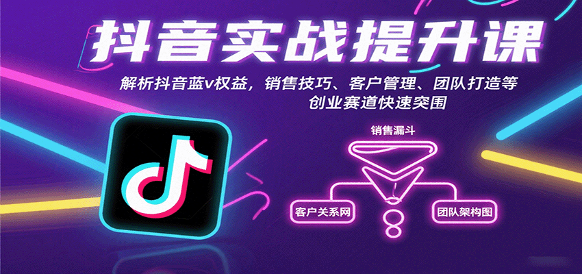 抖音实战提升课：解析抖音蓝v权益，销售技巧、客户管理、团队打造等创业赛道快速突围-网创星球
