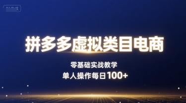 拼多多虚拟类目电商，零基础实战教学，单人操作每日100+-网创星球