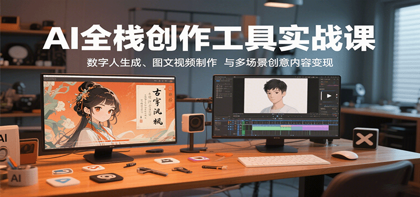 图片[1]-AI全栈创作工具实战课：数字人生成、图文视频制作与多场景创意内容变现-网创星球