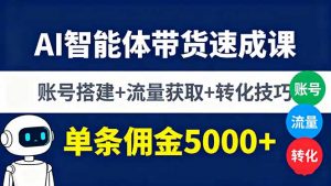 AI智能体带货速成课，账号搭建+流量获取+转化技巧，单条佣金5000+-网创星球