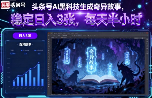头条号AI黑科技生成奇异故事，稳定日入3张，每天半小时-网创星球