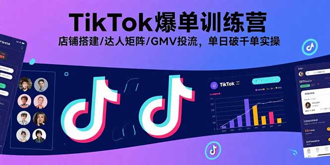 TikTok爆单训练营，店铺搭建/达人矩阵/GMV投流，单日破千单实操-网创星球