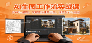 AI生图工作流实战课：SD/Flux搭建，掌握室内建筑出图、洗图与Krita精修-网创星球