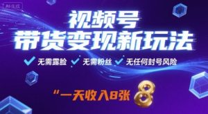 视频号带货变现新玩法，无需露脸，无需粉丝，无任何封号风险，一天收益8张【揭秘】-网创星球