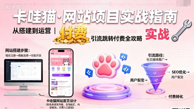 卡哇猫·网站项目,网站搭建与运营以及引流跳转付费-网创星球